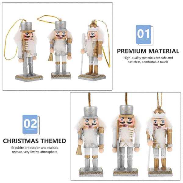 Trä Nötknäppare Hängande Dekorationer Nötknäppare Docka Ornament 3st