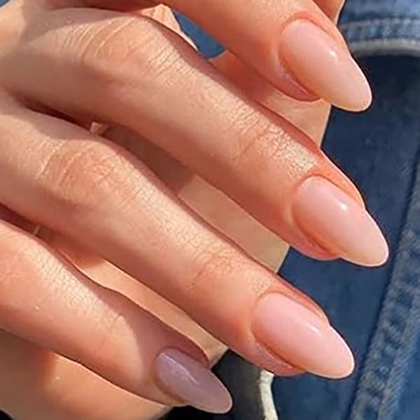 【2F】24st Nude Press On Nails Mandelformade Press On Nails Enfärgad Akrylnagel