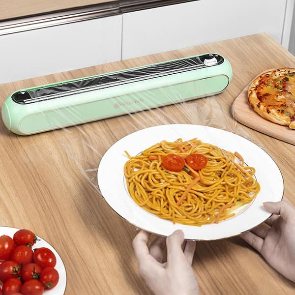 Gjenbrukbar plastfoliedispenser med skyvekutter White