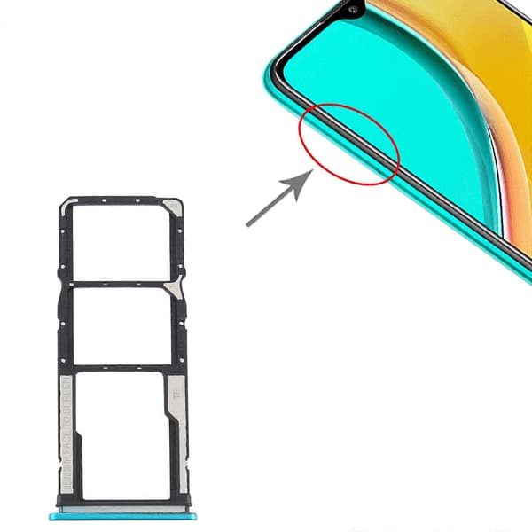 (Ny) SIM-kortskuff + Micro SD-kortskuff for Xiaomi Redmi 9/Poco C31 Green