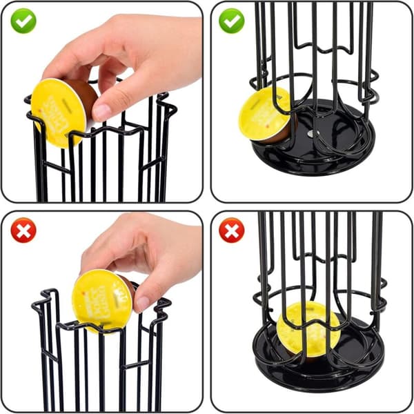 【2F】Kapselholder til 32 Dolce Gusto-kapsler, opbevaringsholder til kaffekapsler, skridsikker base, roterende, sort
