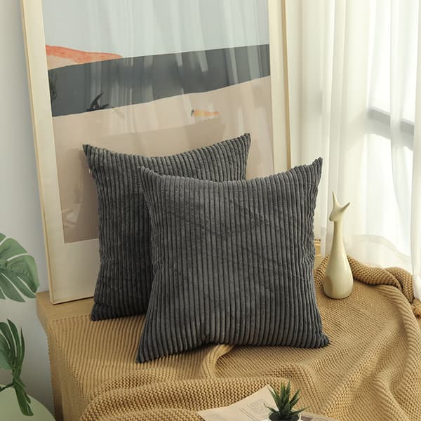 (Mørkegrå) Putetrekk sett med 2 fløyels putetrekk 45x45 cm