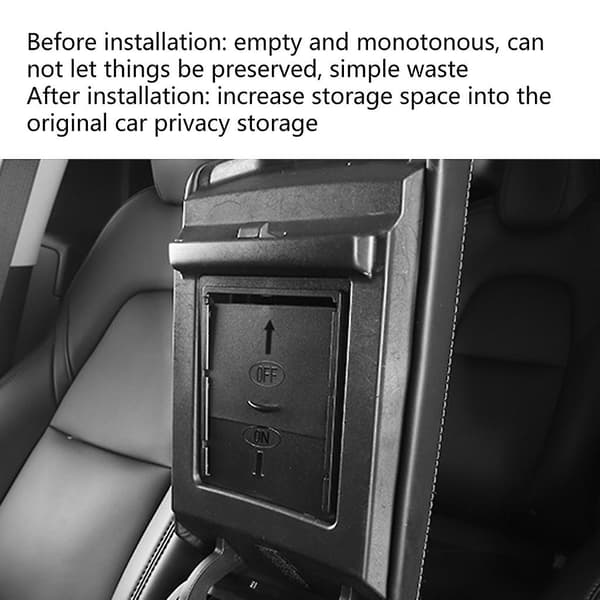 Armstöd Förvaringslåda för Model 3 Model Y Bil Mittkonsol Organizer