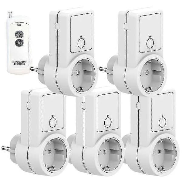 1-5x Trådlös Smart Fjärrkontroll Strömbrytare Uttag Eluttag EU-kontakt Remote power socket 1PC
