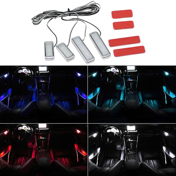 4 stk Mini Lys LED Modellering Bil Omgivelseslys Neon Interiørlys Dekorasjon White