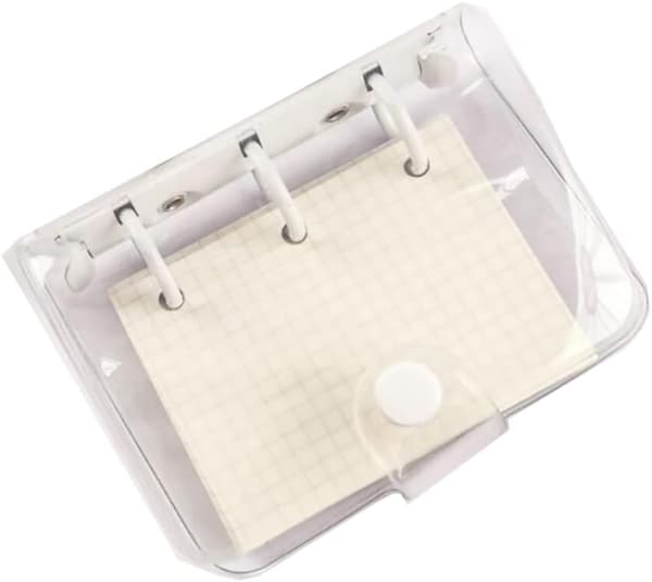 Mini Klar 3-rings ringbindsomslag Klar PVC Ringbind Notesbog Mini Ringbindslomme Snap (Hvid) White