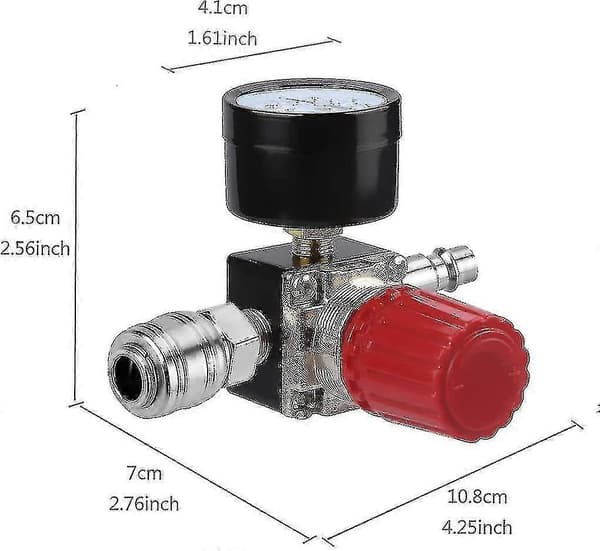 A-lufttrycksregulator trevägsventil 175psi 12bar 1/4 tum lufttrycksmätarregulator för kompressor (ny trevägsventil)
