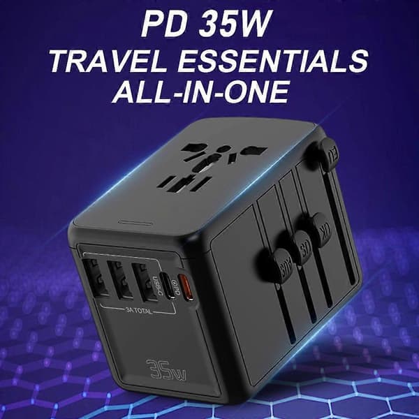 Stikkontakt for EU US AUS Universal reiseadapter PD35W verdensomspennende strømuttak