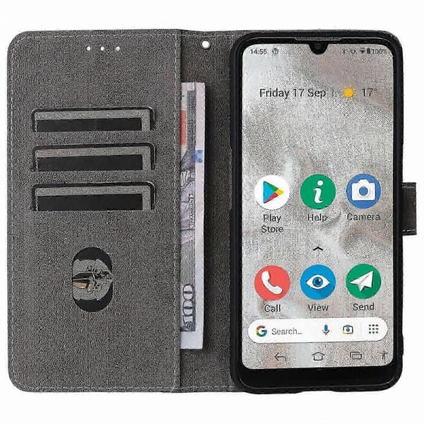 Doro 8100/8200 Plånboksfodral med Stativ och Rem, PU-läder Telefonfodral Green