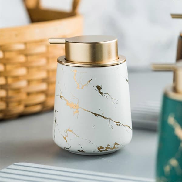Reise Marmor Flytende Dispenser for Keramisk Såpeflaske på Badet Round marble pattern
