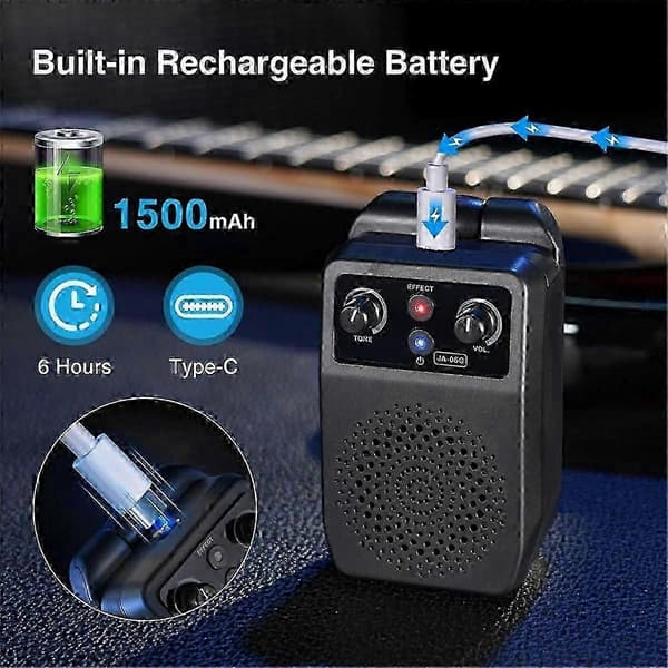 5W Mini Elgitarrförstärkare Bluetooth 4 Effekter Uppladdningsbar kompatibel med Övning Black