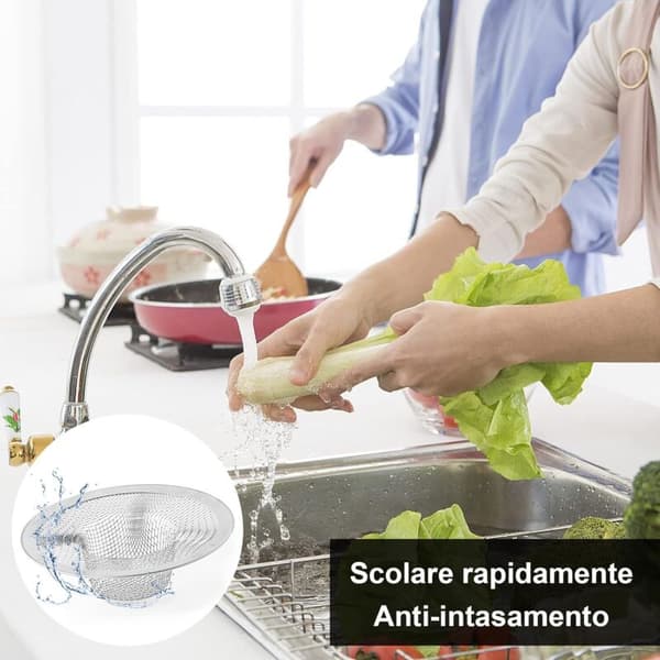 Sett med 6 vaskefiltre, baderomsfiltre, servantfiltre, kjøkkenvaskfilter, rustfritt stål