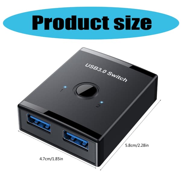 [2F]USB 3.0-svitsj 2-port splitter-svitsj USB-svitsj med 2 USB 3.0-porter USB