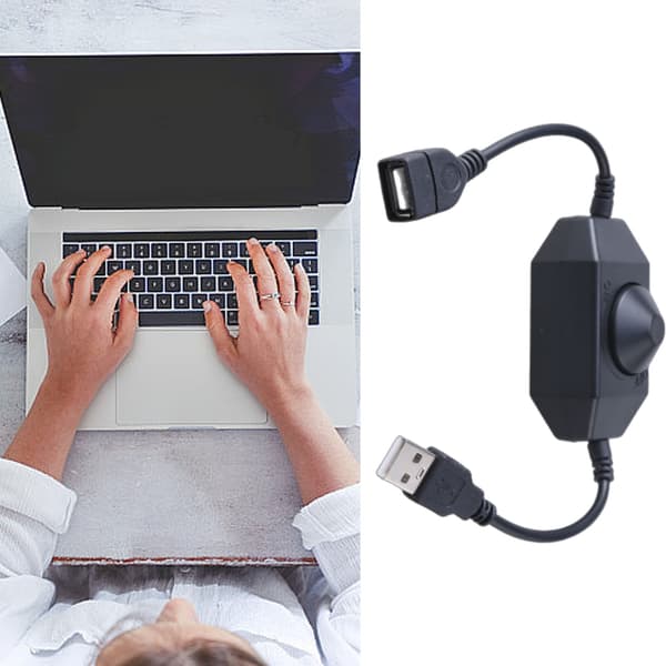 DC5V USB LED Dimmer Extension Cord Speed Control Switches Power Cable Controller Black 0.06