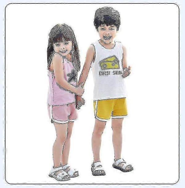 Gutter Jenter 100 % bomull Sportsshorts Sommer Kontrastkant Delfinshorts Barn Atletisk Treningsklær Grey 2T
