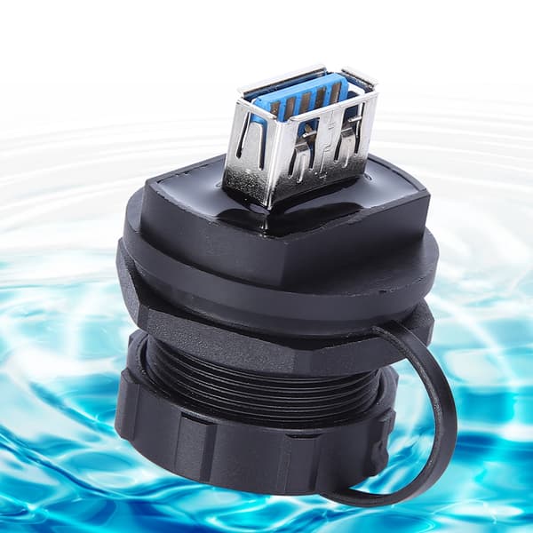 Waterproof USB Connector Copper Contact PA66 Insulator USB3.0 Dual Female Dust Cover