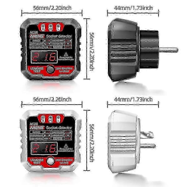 EU-strømuttaksanalyse – rask polaritets- og ledningstest Black EU Plug