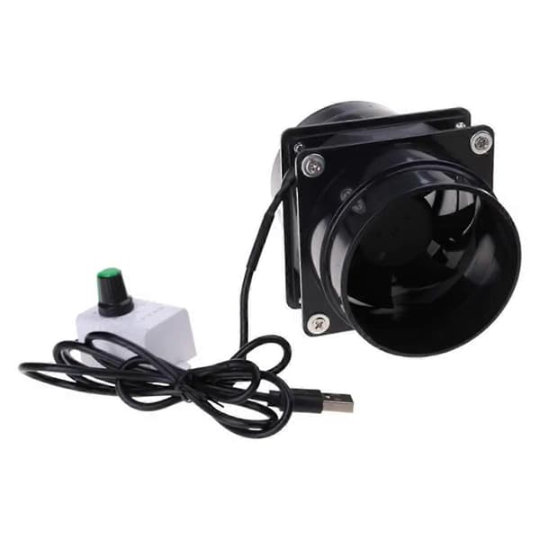 【2F】USB Justerbar Hastighedsventilator Røgabsorber ESD Røgudsugningsventilator Kanaludsugningsventilator Kanalventilation Black