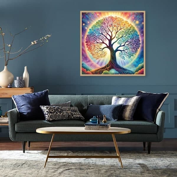 Fargerikt Livets Tre 5D Diamantkunst, Diamantmaling Full Bor 35x35cm[2F]