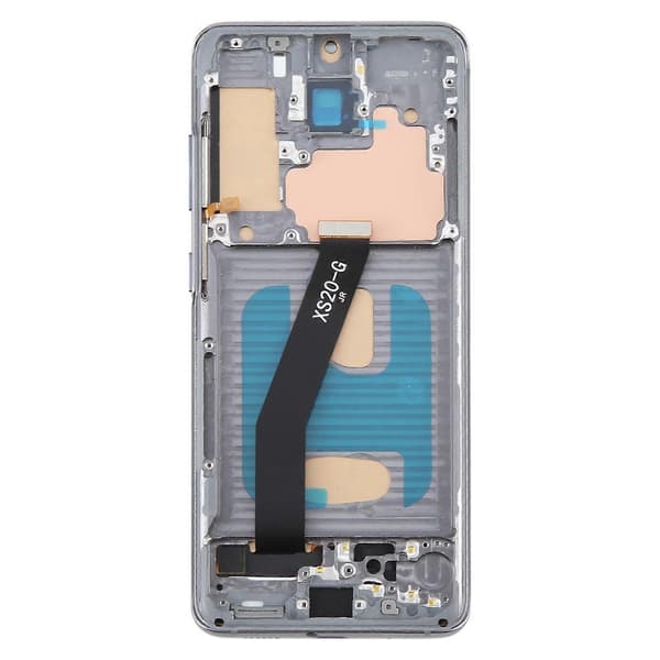 【Ny】 For Samsung Galaxy S20 5G SM-G981B TFT LCD-skjerm Digitizer Fullmontering med ramme (grå) Grå