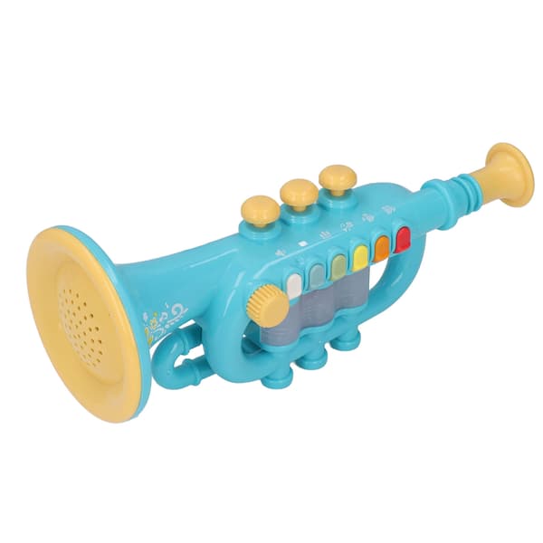 [2F]Blåt hornlegetøj, simulationsdesign, dynamisk lyseffekt, musikinstrument, strengelegetøj, gave til børn over 3 år