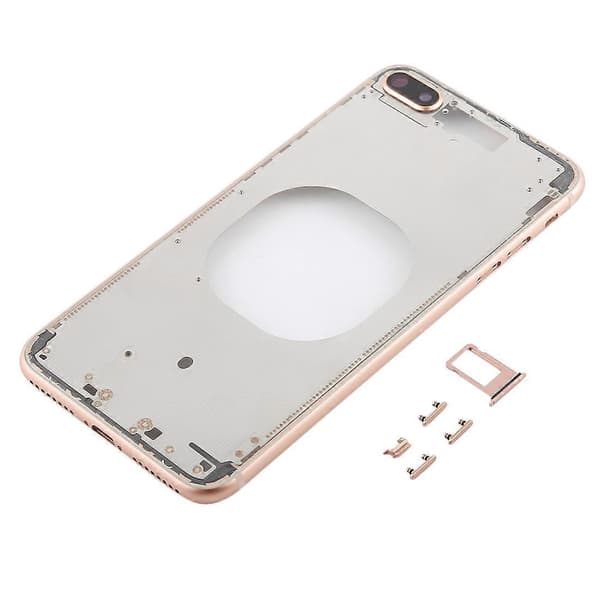 (Ny) Transparent baksida med kameralins & SIM-kortsfack & sidoknappar för iPhone 8 Plus Gold