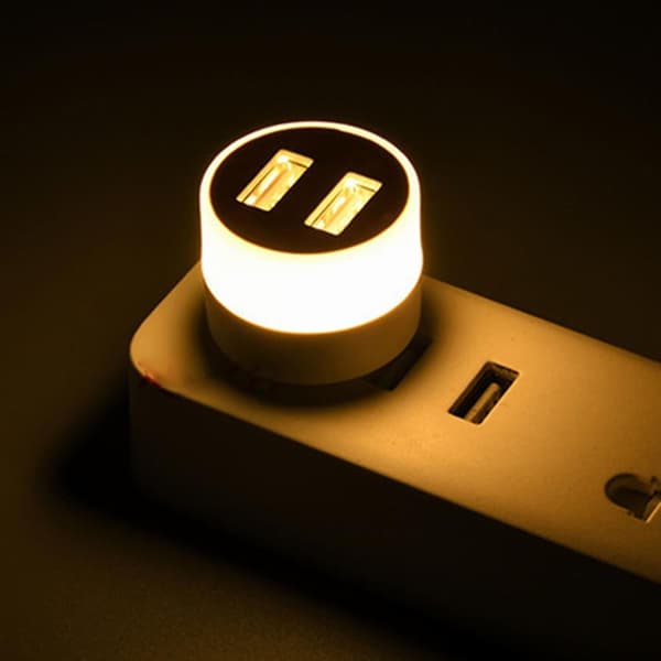 i 1 Mini USB LED Billampe USB-splitter Reiselampe Nattbordslampe Varm vit