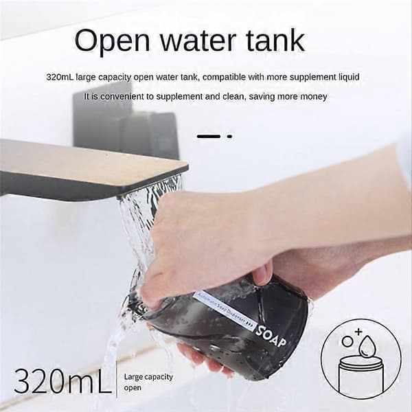 [2F]Skumsæbedispenser Automatisk Genopladelig 320 ml Flydende Sæbedispenser Digitalt Display Skumhånddispenser Blue