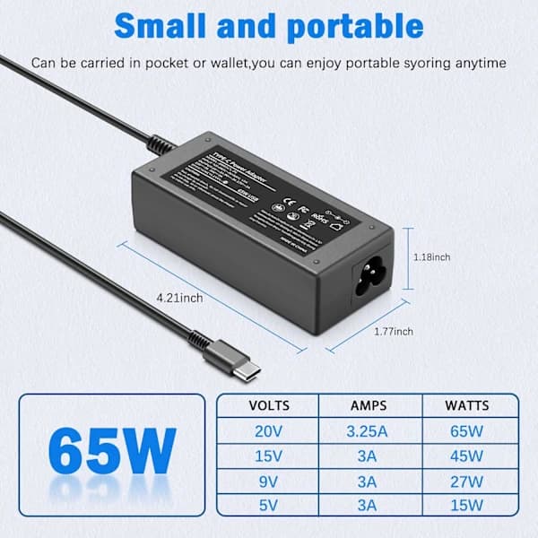 2025 Seneste model Chromebook-oplader erstatning for HP bærbar PC-oplader 65W 45W USB C Hurtig strømadapter Skole