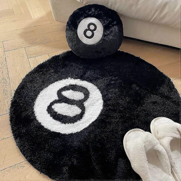 [2F]8 Ball Matta 100x100cm Vit Svart Matta Coola Mattor Och Estetiska Mattor För Sovrum Vardagsrum-yvan 1 x1cm