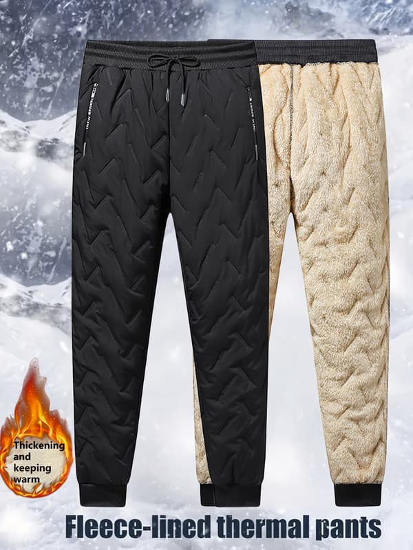 Nye sporty hverdagsbukser til kvinder, efterår og vinter, med tyk fleece for varme og beskyttelse mod kulde Sort Black S