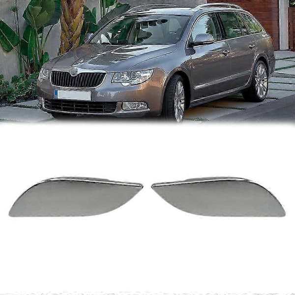 2 stk frontfanger frontlyktspylerdyse deksel frontlyktspylerhette for Superb 2009 2010 Silver