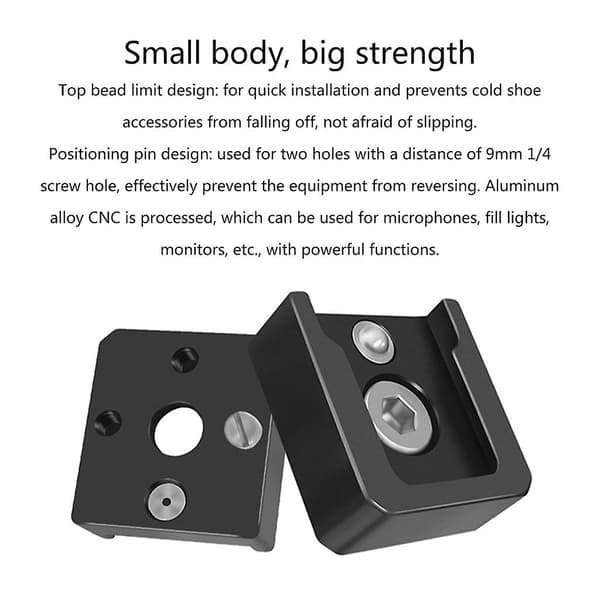 Cold Shoe Mount Adapter Base 1/4\" Monteringsskrue for DSLR-kameraburmonitor