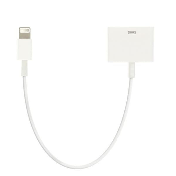 30-nastainen sovitinkaapeli Lightning-lataukseen valkoinen