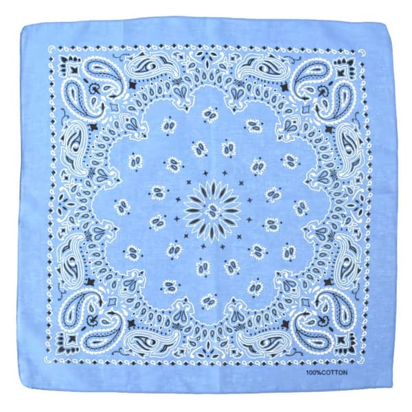 Dobbeltsidig Bandana i 100 % Bomull – Paisleymønster 55×55 cm, Lyseblå