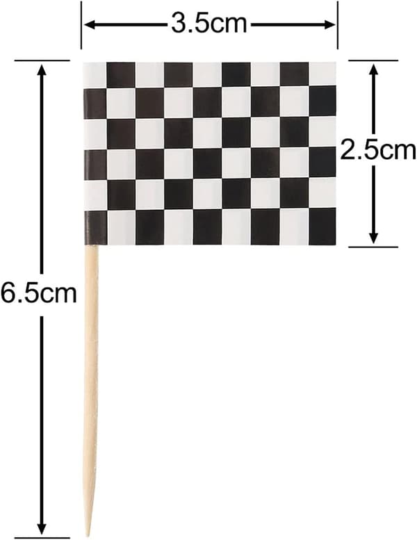 Ternede Racer Tandstikkere Middagsbanner Kagepynt Festartikler-100 stk.