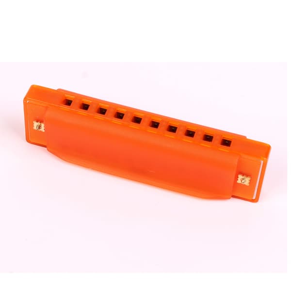 Färgglad munharmonika med 10 hål i plast (orange) leksaksmusikinstrument