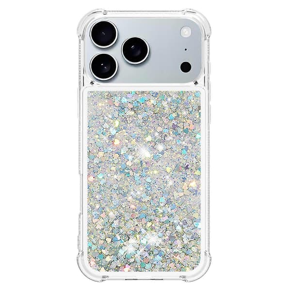 Kompatibel med iPhone 17 Pro Max TPU-deksel Glitter Kvicksand Støtsikkert Telefondeksel -lingling} Silver Silver Hearts