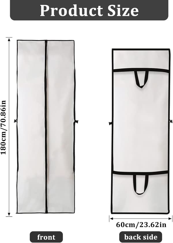 Pitkäpukuinen pölysuojapussi, vaatepussit mekoille, hääpuvun pölysuojapussi (60x180cm)