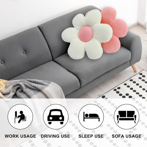 [2F]2 stk. blomsterputer, 40 cm blomstergulvpute, pute, sittepute, myk og luftig kronbladpute, til hjemmesofa bil (rosa, hvit)
