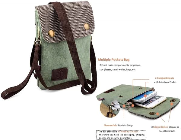 【2F】Universal mobilväska i canvas - Axelväska - Mini Messenger Bag