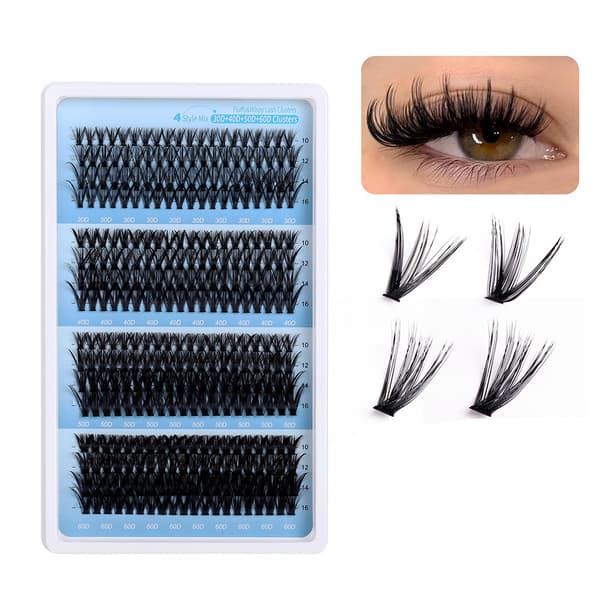 16 rader individuelle vippebunter - 30P+40P+50P+60P blandet lengde, volumvippeextensions