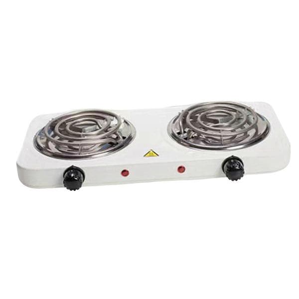 Elektrisk kogeplade med spiralbrænder, strømindikatorlamper, let at rengøre bordkomfurdesign Double 2000W White