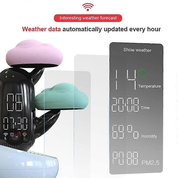 (Ny) Sky Vær Tid Lys Multifunksjonell Smart Induksjon Barne Vekkerklokke Pink