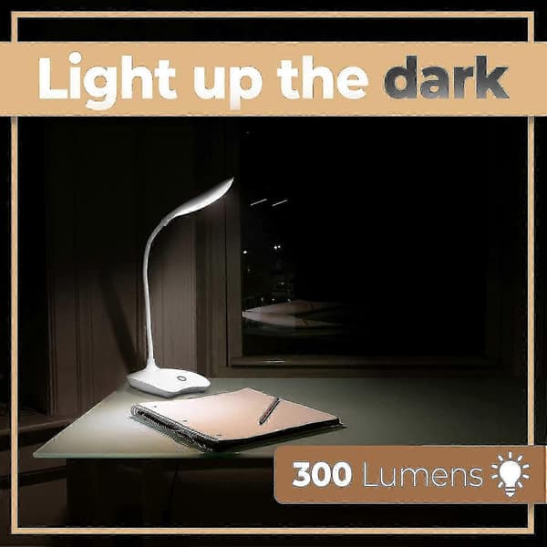Flexibel svanhalsbordslampa med 3-nivåers touchdimmer för läsning