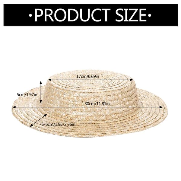 Flettet stråhatt Fransk luehatt Base Jenter Solhetter Teselskapshatt Damehodeplagg 0.12 0.12 Wheat straw original