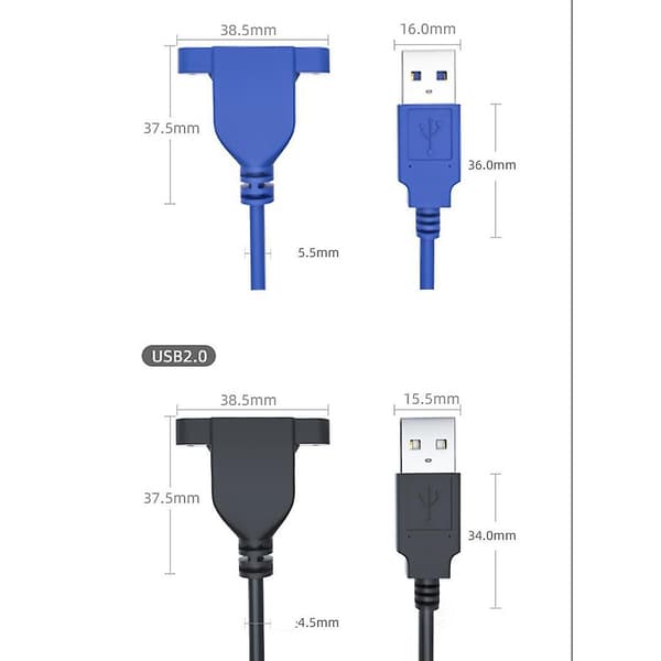 USB 3.0 USB 2.0 hann til hunn USB 3.0 skjøtekabel ledning datamaskinvert USB3.0 0.5m