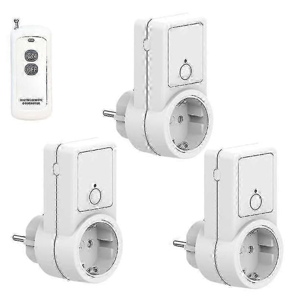 1-5x Trådlös Smart Fjärrkontroll Strömbrytare Uttag Eluttag EU-kontakt 1 remote control socket 3PCS