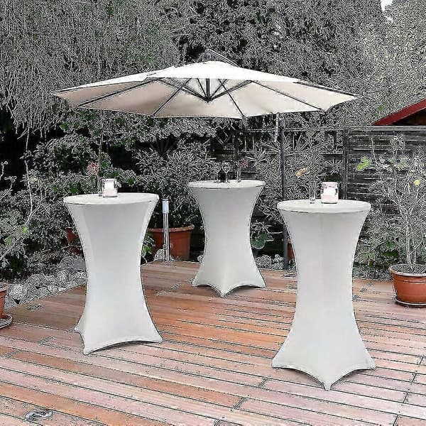 Rund duk i stretch-spandex, 4-veis elastisk tilpasset trekk for cocktailbord White