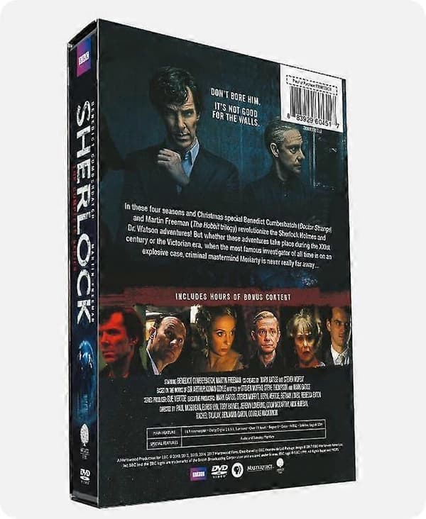 Sherlock: The Complete Series 1-4 + Abominable Bride (DVD, 2017, 9-Disc Set) engelsk versjon